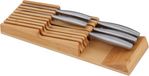 Bloc à couteaux sans marque pour 5 couteaux - bambou - étroit - porte-couteaux horizontal - plan de travail - dimensions HxLxP 55 x 13 x 40 cm - naturel