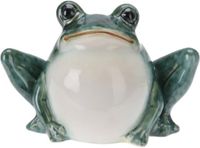 Merkloos / Sans marque Koopman International Kikker beeldje - porselein - 12 cm - zittend - tuindecoratie