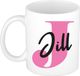 Bellatio Decorations Naam mok Jill - roze - wit - keramiek - 300 ml - cadeau beker