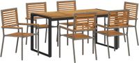 vidaXL Tuin Eettafel Set 7-delig Grijs/Bruin Polywood