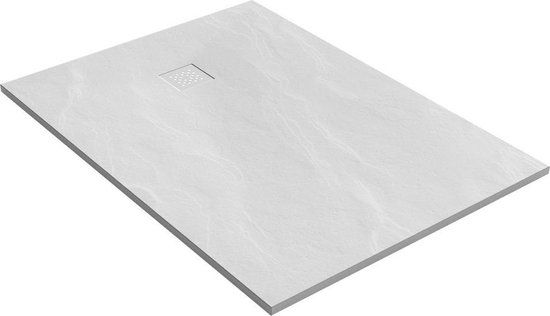 Sanitop Relievo Crag Douchebak - 100x160 cm - Mat Wit - Anti-slip - Mineraalmarmer