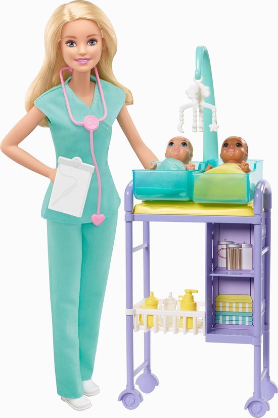 Barbie Beroepenpoppen Babydokter Speelset