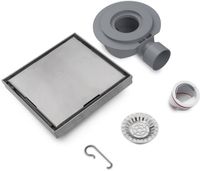 Doucheput RVS - 2-in-1 Onzichtbaar met 360° Draaibare Sifon, Geurstop en Haarzeef - Vierkant Geborsteld 150x150mm