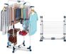 Benza Ibenzoa® Opvouwbare wasrek – 3 niveaus, 6 opvouwbare vleugels, mobiel met 360° draaiende wielen, ruimtebesparend, 150 cm hoog, staal & aluminium, geschikt voor binnen en buiten, afmetingen 30x60x150 cm
