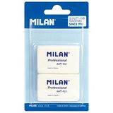 MILAN Blister met 2 witte gummen Professional Soft 412 (BMM10442)