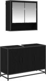 vidaXL Badkamermeubel Set Zwart Eiken 90 x 33 x 60 cm