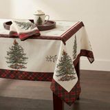 Spode Stoffen Tafelkleed, Vakantie Huisdecoratie Kerstboom Tartan Collectie, 132 x 177,8 cm