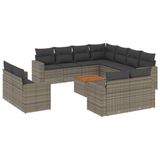 vidaXL 12-delige loungeset met kussens, polyrattan, grijs