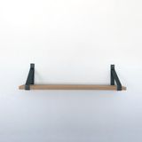 GoudmetHout® Wandplank Industrieel - 120 x 20 cm Muurplank - Eiken Hout - Decoratie Wandrek & Boekenrek - Hangplank Keuken - Wall Shelf + 2 Mat Blanke Plankdragers van Staal