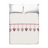 PENSIERI DELICATI Sprei voor tweepersoonsbed, 260 x 280 cm, eenpersoonslaken 100% katoen, ideaal als meubel, dekbed voor 2 eenpersoonsbedden, patroon hart rood, 100% Made in Italy