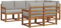vidaXL Hoek loungeset 7 zitplaatsen Acacia hout Naturel en lichtgrijs