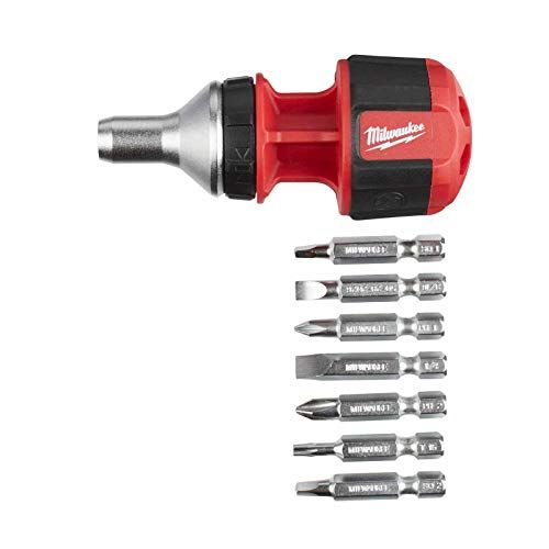 Milwaukee 4932471868 Compacte schroevendraaier met ratelfunctie, 8-in-1 - Rood