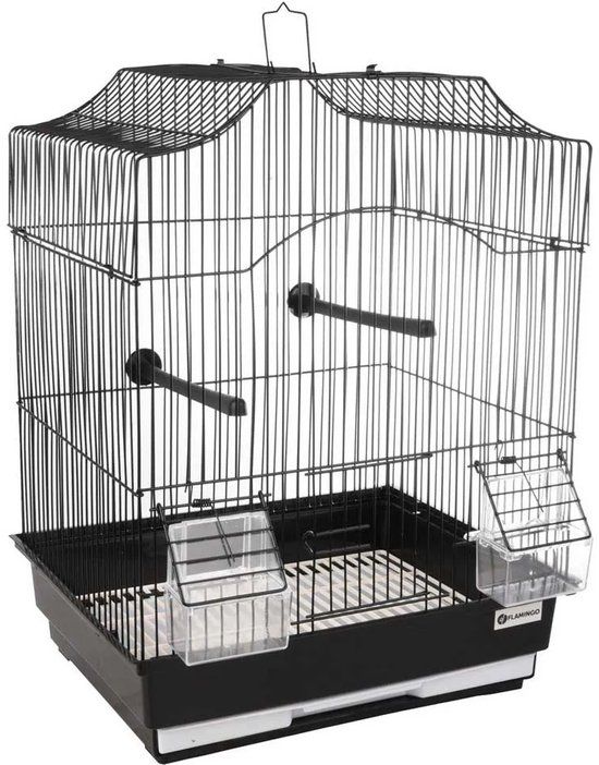 FLAMINGO Vogelkooi Lampung Zwart - 34 x 28 x 44.5 cm