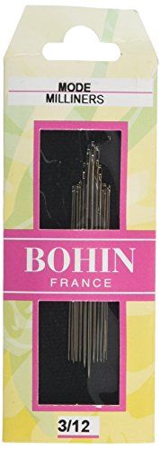 Bohin Bohin BH00669 Milliners Rietnaalden nr. 3/12, metaal, zilver, 0,1 x 0,1 x 5 cm
