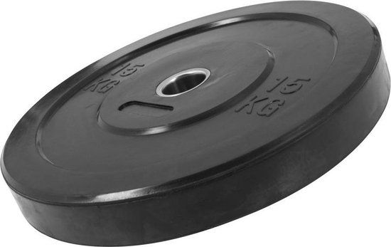 Gorilla Sports Bumper Plate - 15 kg - 50 mm - Rubber - Black
