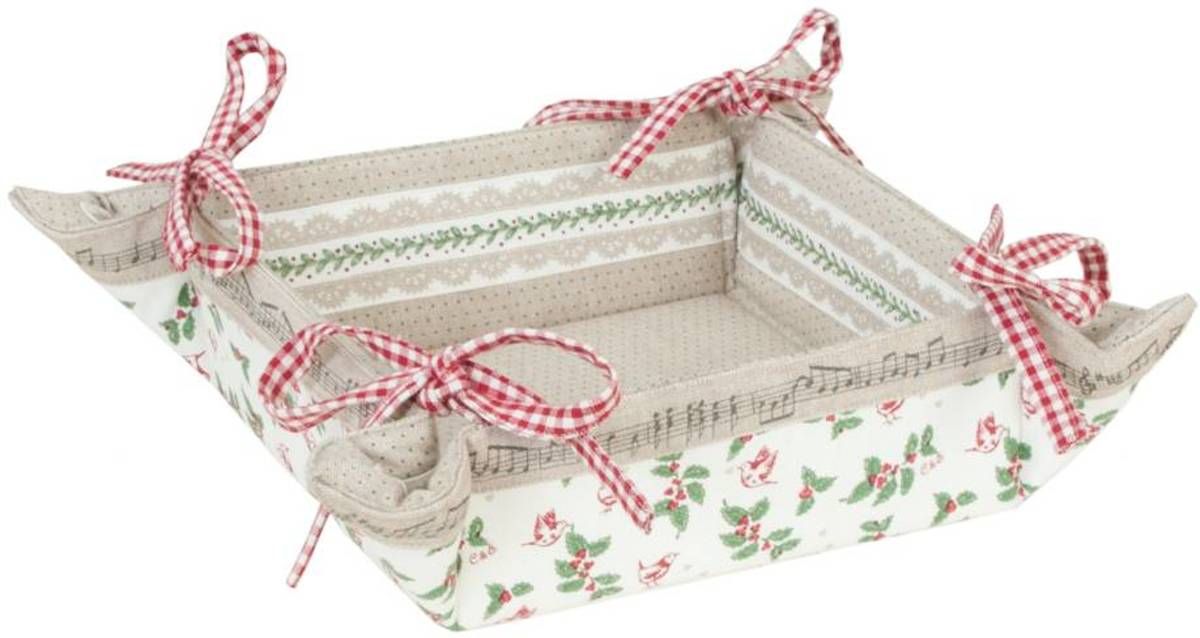 Clayre & Eef Katoenen Broodmandje 35 x 35 rood beige - ECM47