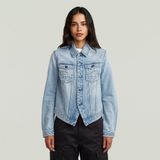 G-Star Pitched hem Slim jacket wmn Dames Jas M Katoen Denim Lange mouw Borstzak Spijkerjas sun faded cloudburst