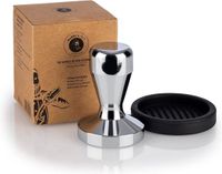 Buddy's Bar Barista Edition - koffiestamper 58 mm - RVS - zilver zwart - met siliconen mat