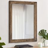 AAZZKANG Rustieke Grote Houten Rechthoekige Decoratieve Wandspiegel 70 x 50 cm met Lijst Slaapkamer Woonkamer Badkamer Boerderijspiegel