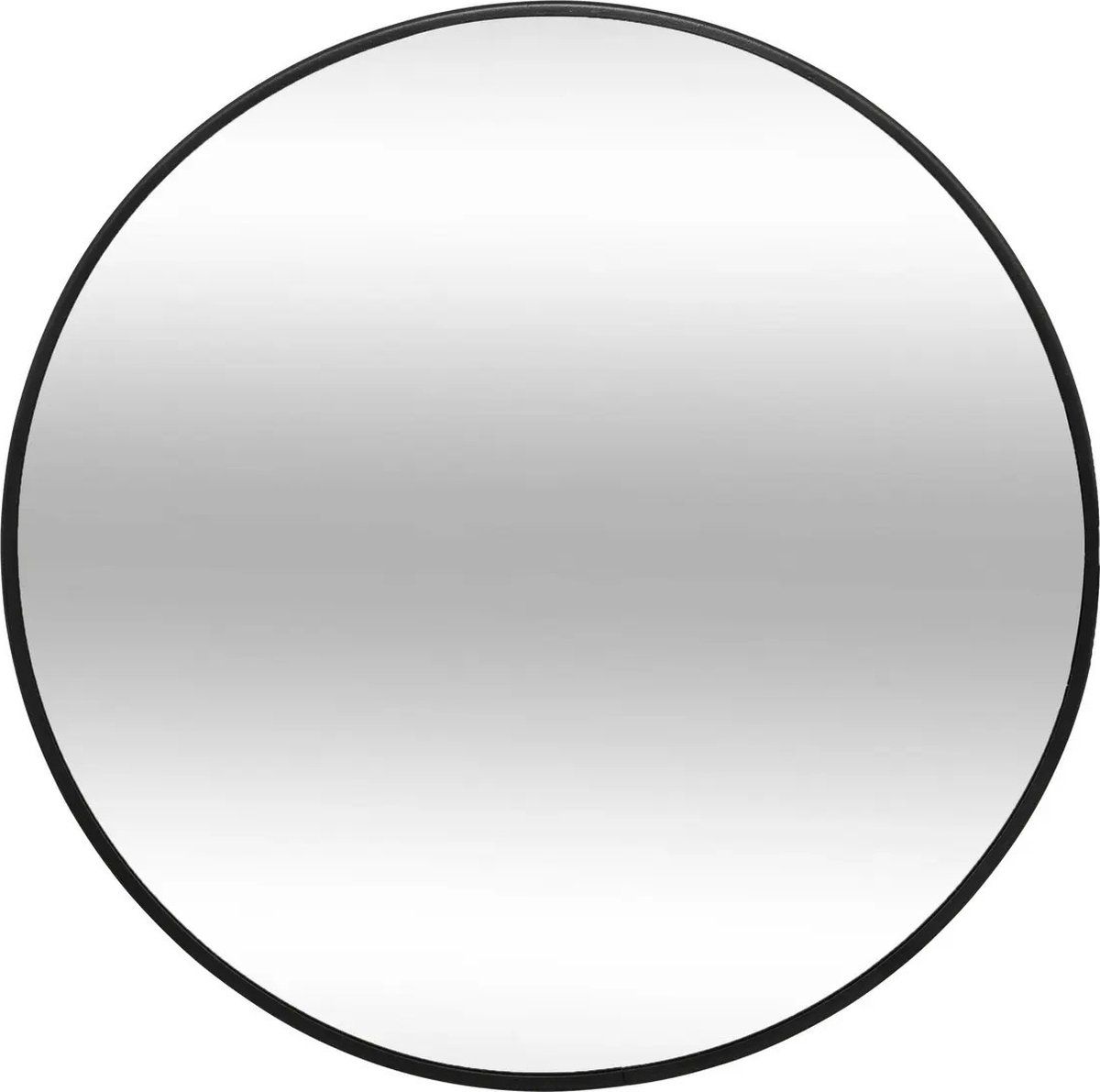 Atmosphera Spiegel/wandspiegel - rond - Dia 38 cm - metaal/glas - zwart