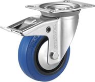 Tarsus roue pivotante - 125 mm - Frein & roulements à billes - Capacité de charge 150 kg - Bleu