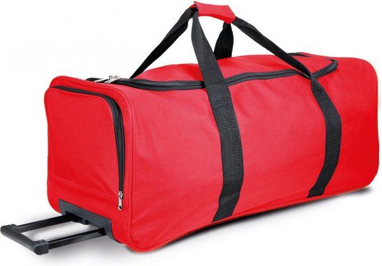 Rode sporttas/weekendtas/reistas op wieltjes 71 cm - 66 liter - Polyester - Fitness & Training