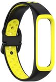 By Qubix Qubix - Siliconen Smartwatch Bandje - 2 Kleurig Zwart/Geel - Geschikt voor Samsung Galaxy Fit 2