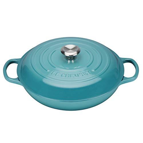 Le Creuset Signature gietijzer Gourmet-Profit-pan, rond, Ø 26 cm, 2,2 l, geschikt voor alle soorten fornuizen incl. inductie, 4,205 kg, Caribisch gebied