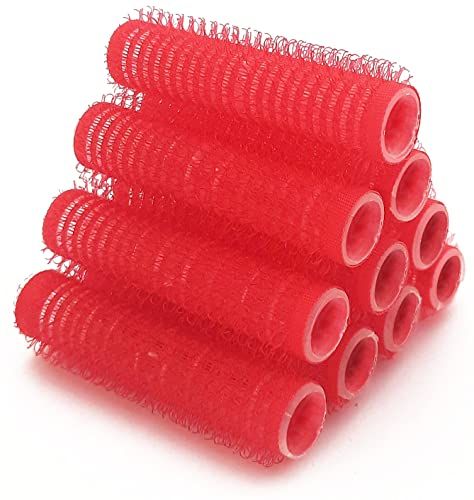 NIKO Krulspelden met klittenband voor krullen en golven, 13 mm, rood, 12 stuks
