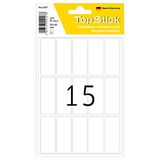 TopStick 2207 huishoudelabels klein (20 x 50 mm, 15 velles, papier, mat) zelfklevend, permanente klevende multifunctionele etiketten voor handschrift, 225 etiketten, wit