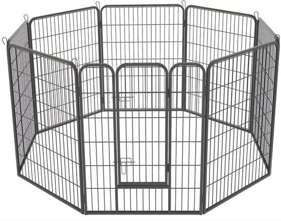 Zenzee Hondenren XXL - Puppyren - Hondenbench - Staal - 100 cm hoog - 640 cm omtrek - Uitbreidbaar - Staal - 80 x 100 cm Ø 210 cm
