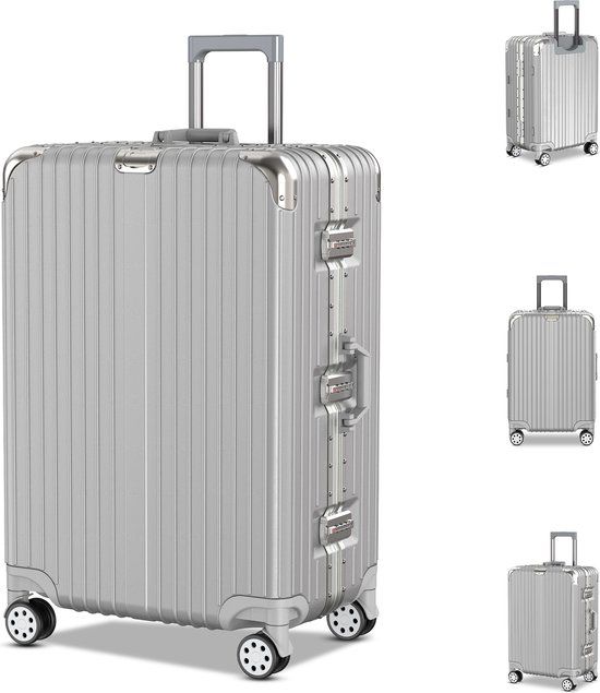 Voyagoux® AEON Koffer Groot - 114L - Zilver - Aluminium - TSA Slot - Hardcase