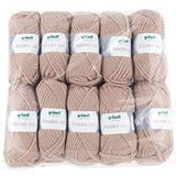Gründl Alaska uni (brei- en haakgaren met wolachtig karakter van 80% polyacryl en 20% wol, 100 g/75 m, naalddikte: 10 mm - 12 mm, 10 x 100 g), zand, 40 x 37 x 11 cm