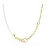 Swarovski Idyllia ketting, Crystal Pearl, Wit, Goudkleurige toplaag