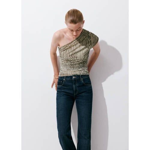 Mango Mango top met print - lichtgrijs