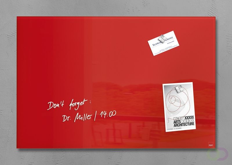 Sigel Glasmagneetbord Artverum 600x400x15mm Rood