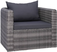 vidaXL Tuinstoel met kussens poly rattan grijs