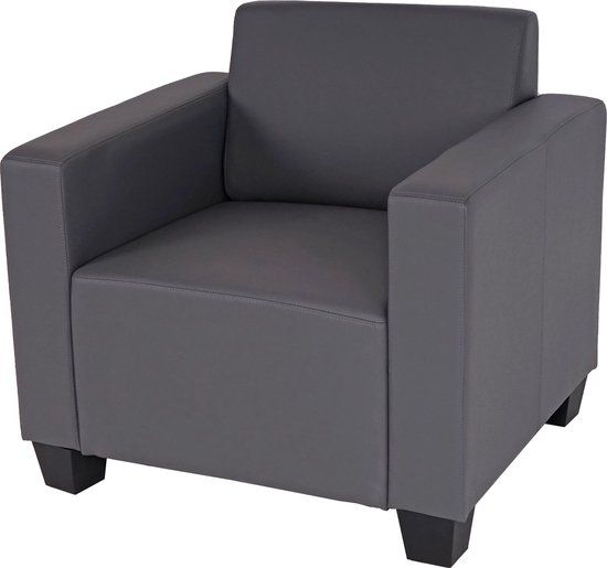 MCW Loungestoel Lyon - Donkergrijs - Kunstleer - Fauteuil