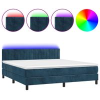 vidaXL Boxspring met matras en LED fluweel bleu foncé 160x200 cm