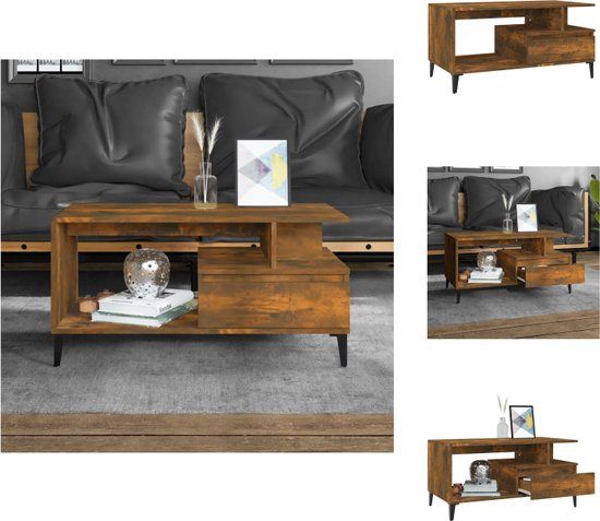 vidaXL Salontafel 90x49x45 cm bewerkt hout gerookt eikenkleurig
