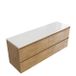 Saniclass Holz Pure meuble de salle de bain - 160x45x62.5cm - plateau en surface solide Torino blanc - sans trou de robinetterie - 4 tiroirs - chêne mat naturel (bois) SW1420795/SW1471866