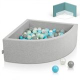 KiddyMoon Schuim Ballenbak Voor Kinderen Met Ballen Ø 7 Cm Gemaakt In EU, Lichtgrijs:Parel-Grijs-Transparant-Babyblue-Munt,90X30cm/300 Ballen