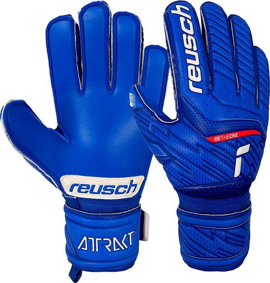 Reusch Attrakt Silver Junior Voetbalhandschoenen - Maat 5.5 - blauw/wit/rood - Kinderen