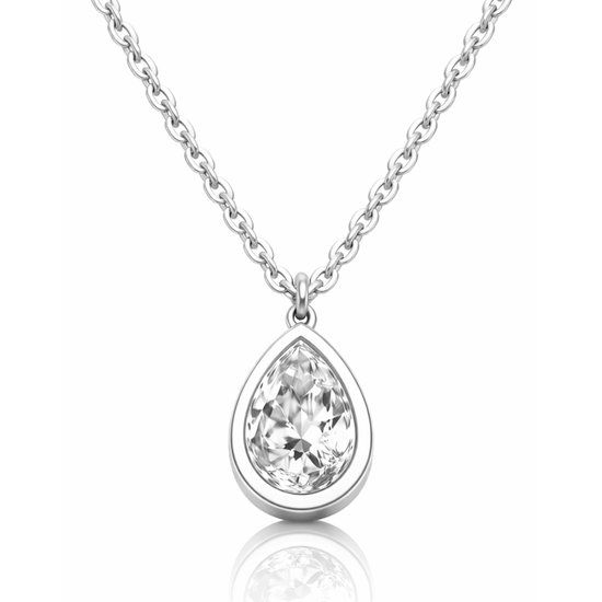 Cilla Jewels Ketting Dames Zilverkleurig Druppel Zirkonia
