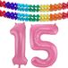 Folat Verjaardag Leeftijd folieballon - 15 jaar - roze - 86 cm