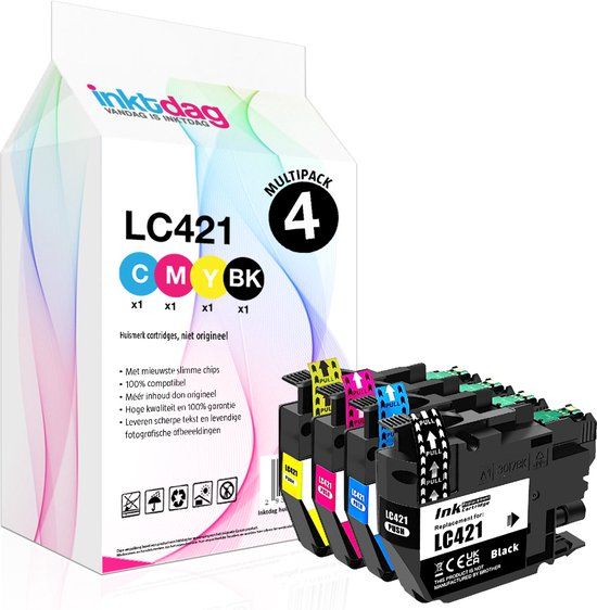 Inktdag LC421XL Multipack - 4x Inktcartridges voor Brother DCP-J1050DW, DCP-J1140DW, MFC-J1010DW