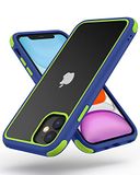 Mobnano Ultra Hybrid iPhone 11 Hoesje Transparente beschermend Hoesje Bumper schokbestendig robuust hybride stijlvol Siliconen slank slim duidelijk hard Case - Blauw/groen