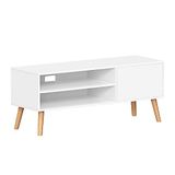 VASAGLE TV120T46 TV-kast voor tv's tot 120 cm (55 inch), tv-kast, entertainmentcentrum, midden de moderne eeuw voor woonkamer, slaapkamer, wit