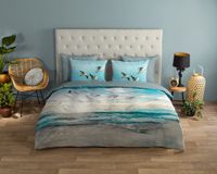 Good Morning dekbedovertrek strand/ zee - Lits jumeaux 240x200/220 cm - Aqua - 100% Katoen renforcé