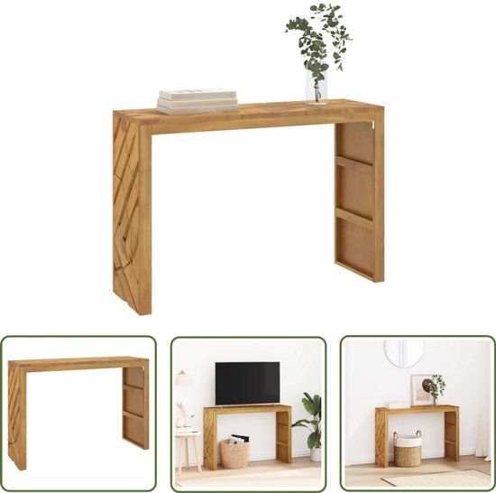 vidaXL Wandtafel - Massief Teakhout - 110x35x75 cm
